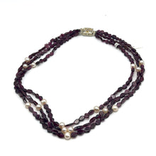 Natural Garnet Fancy 6mm & Pearl Multi Layered Gemstone Necklace