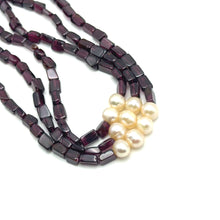 Natural Garnet Chobra 6mm & Pearl Layered Gemstone Necklace