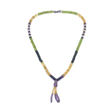 Peridot Natural, Citrine, Black Tourmaline, and Amethyst Necklace