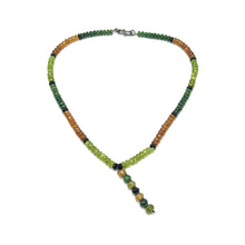 Tsavorite Natural, Spessartite Garnet, Peridot, and Black Tourmaline Necklace