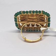14K Yellow Gold Diamond Polki Emerald Ring – Mughal-Era Aesthetic with Precious Gemstone Accents