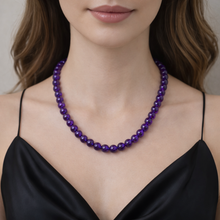 Handmade Necklace Natural Amethyst Gemstone Plain Ball Beaded Jewelry
