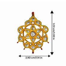 22K Yellow Gold Polki Diamond & Meenakari Floral Mandala Pendant | Traditional Kundan Heritage Jewelry - Pendant