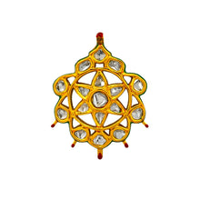 22K Yellow Gold Polki Diamond & Meenakari Floral Mandala Pendant | Traditional Kundan Heritage Jewelry - Pendant