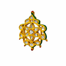 22K Yellow Gold Polki Diamond & Meenakari Floral Mandala Pendant | Traditional Kundan Heritage Jewelry - Pendant