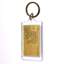 500 Euro 24K Gold Foil Laser Engraved Keychain Premium Collectible Good Luck Gift - Keychain