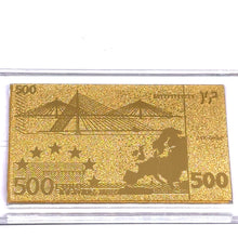 500 Euro 24K Gold Foil Laser Engraved Keychain Premium Collectible Good Luck Gift - Keychain