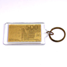 500 Euro 24K Gold Foil Laser Engraved Keychain Premium Collectible Good Luck Gift - Keychain
