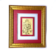 24K Gold Foil Frame Lord Ganesha Prosperity & Protection Auspicious Welcome Handcrafted Gift - Frame