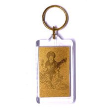 24K Gold Foil Goddess Saraswati Laser Engraved Keychain Divine for Knowledge & Creativity Gift - Keychain