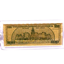 24K Gold Foil Laser 100 Dollar Engraved Keychain in Wealth & Prosperity Souvenir Gift - Keychain