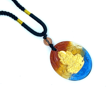 24K Gold Hallmarked Goddess Lakshmi Pendant Necklace | Divine Temple Jewelry | Vibrant Glazed Finish - Necklace