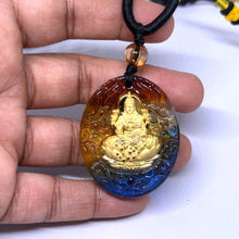 24K Gold Hallmarked Goddess Lakshmi Pendant Necklace | Divine Temple Jewelry | Vibrant Glazed Finish - Necklace