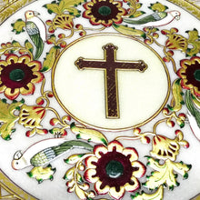 24K Gold Marble Christian Cross Decorative Plate | 12” Handmade Religious Wall Art - Marble
