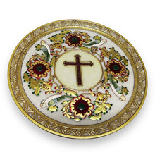 24K Gold Marble Christian Cross Decorative Plate | 12” Handmade Religious Wall Art - Marble