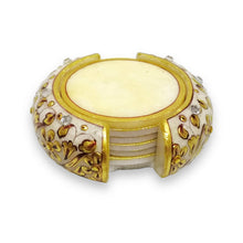 24K Gold Marble Handcrafted 6 Piece Coaster Stand Set