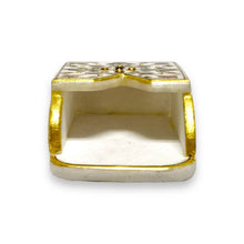 Marble 24K Gold Floral Handcrafted Organizer Stand