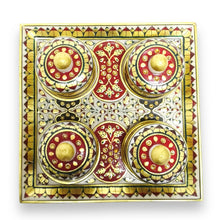 Marble 24K Gold Handcrafted 4 Piece Bowl & Tray Set