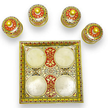 Marble 24K Gold Handcrafted 4 Piece Bowl & Tray Set