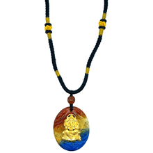24K Hallmarked Gold Lord Ganesh Pendant Necklace | Auspicious Temple Jewelry | Vibrant Glazed Finish - Necklace