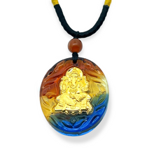 24K Hallmarked Gold Lord Ganesh Pendant Necklace | Auspicious Temple Jewelry | Vibrant Glazed Finish - Necklace