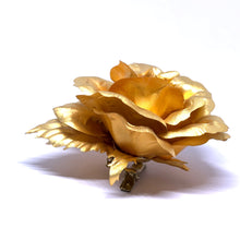 24k Yellow Gold Foil Rose Brooch Handcrafted Premium Luxury Pin Boutonnière Floral Gift - Brooch