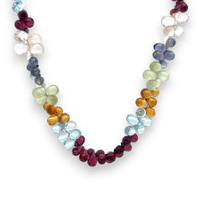 Natural Handmade Necklace Rodholite, Blue Topaz,Citrine, Apatite, Iolite, Rose Quartz Gemstone Faceted Dew Drop Jewelry