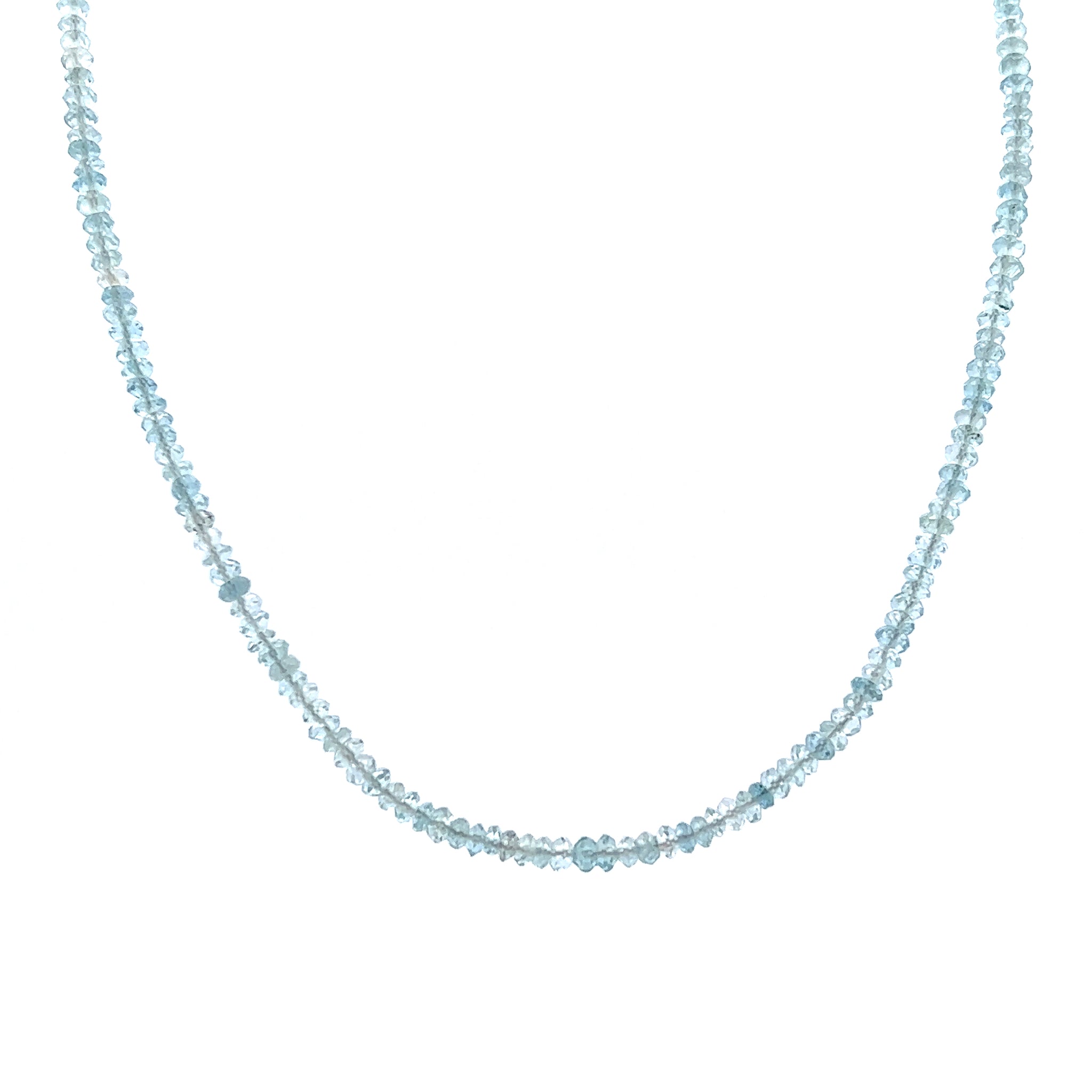 Natural Handmade Necklace Aquamarine Gemstone Pastel Blue Single Strand Beaded Jewelry