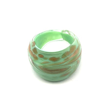Handmade Glass Acrylic Ring Golden Sparkled Elegance Mint Infinity Band