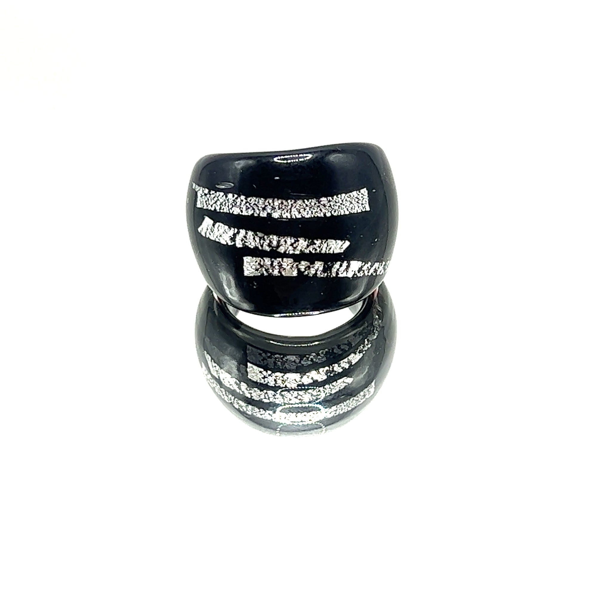Handmade Glass Acrylic Ring Streak Silver Edge Urban Infinity Band