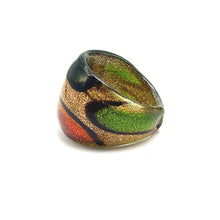 Handmade Glass Acrylic Ring Citrus Foliage Autumn Golden Infinity Band