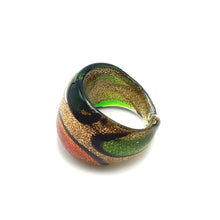 Handmade Glass Acrylic Ring Citrus Foliage Autumn Golden Infinity Band