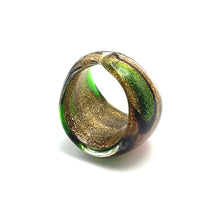 Handmade Glass Acrylic Ring Citrus Foliage Autumn Golden Infinity Band