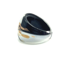 Handmade Glass Acrylic Ring Monochrome Elegant Gilded Infinity Band
