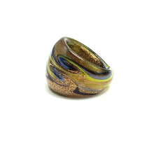 Handmade Glass Acrylic Ring Gold Chromatic Arabesque Infinity Band