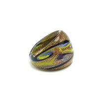 Handmade Glass Acrylic Ring Gold Chromatic Arabesque Infinity Band