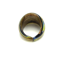 Handmade Glass Acrylic Ring Gold Chromatic Arabesque Infinity Band