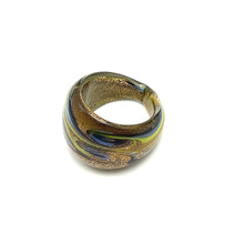 Handmade Glass Acrylic Ring Gold Chromatic Arabesque Infinity Band