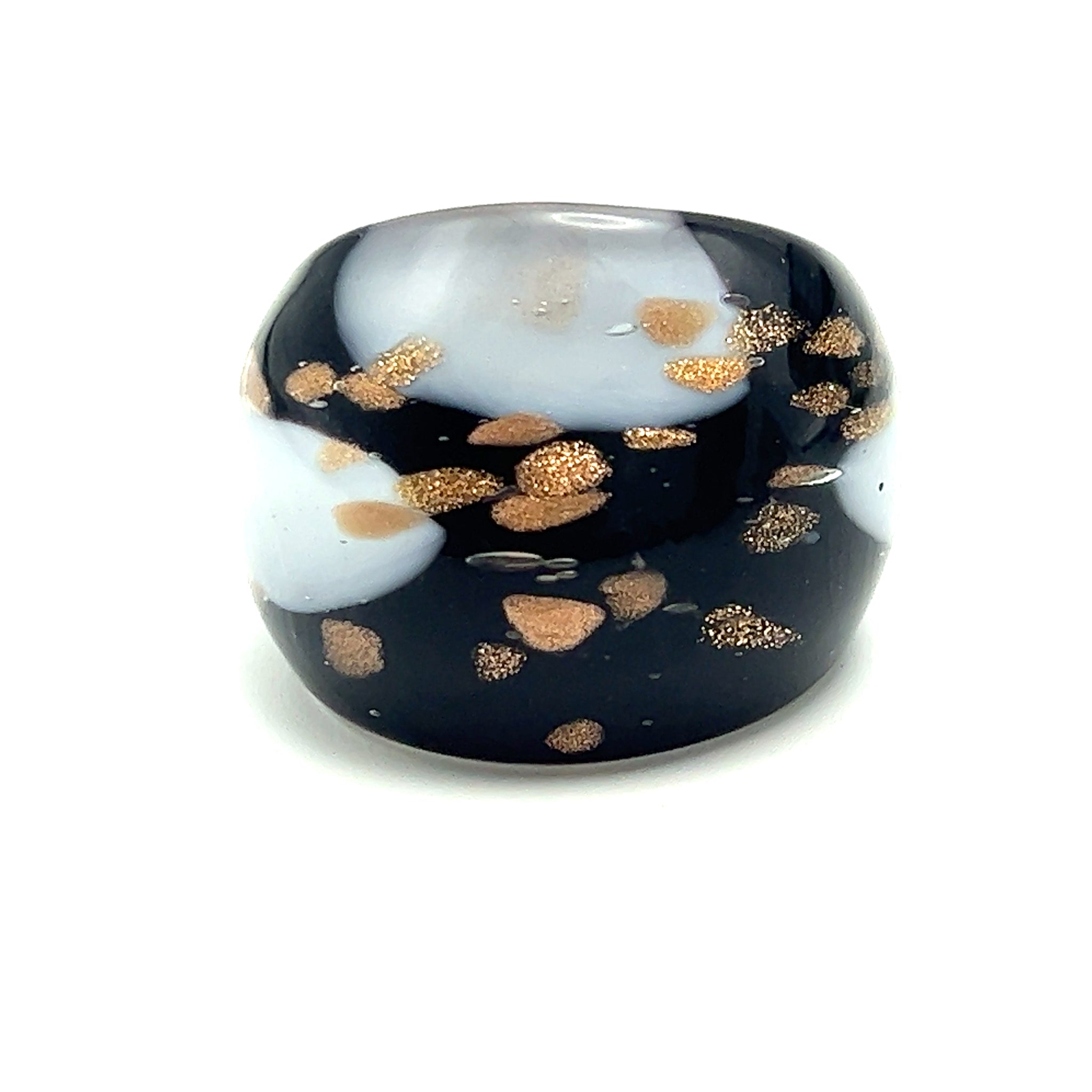 Handmade Glass Acrylic Ring Gilded Elegance Monochrome Infinity Band