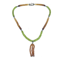 Spessartite Garnet Natural, Citrine, and Peridot Gemstone Necklace