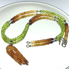 Spessartite Garnet Natural, Citrine, and Peridot Gemstone Necklace