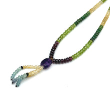 Garnet Natural, Peridot, Citrine, Blue Topaz, Tsavorite, and Amethyst Necklace