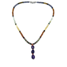 Tanzanite Natural, Spessartite, Black Tourmaline, Aqua, Citrine, Tsavorite, and Amethyst Necklace