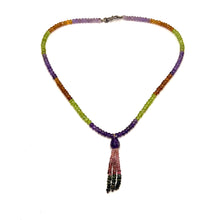 Spessartite Natural, Peridot, Amethyst, Pink, and Black Tourmaline Necklace