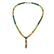 Tsavorite Natural, Peridot, Citrine, and Black Tourmaline Gemstone Necklace