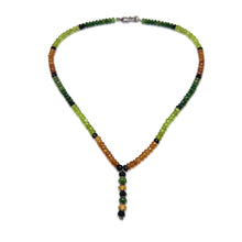 Peridot Natural, Tsavorite, Black Tourmaline, and Spessartite Garnet Necklace