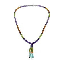 Aqua Natural, Peridot, Spessartite, Amethyst, and Carnelian Necklace