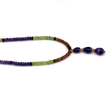 Spessartite Natural, Peridot, Tsavorite, Black Tourmaline, and Amethyst Necklace