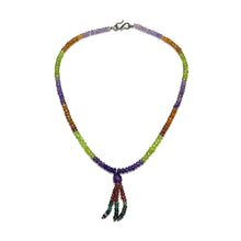 Garnet Natural, Peridot, Amethyst, Spessartite, and Blue Tourmaline Necklace