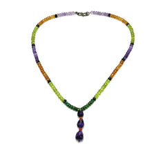 Spessartite Garnet Natural, Amethyst, Peridot, and Tsavorite Necklace